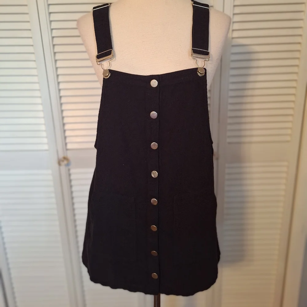 Harper heritage black corduroy overall mini dress small *D2 - Picture 4 of 9